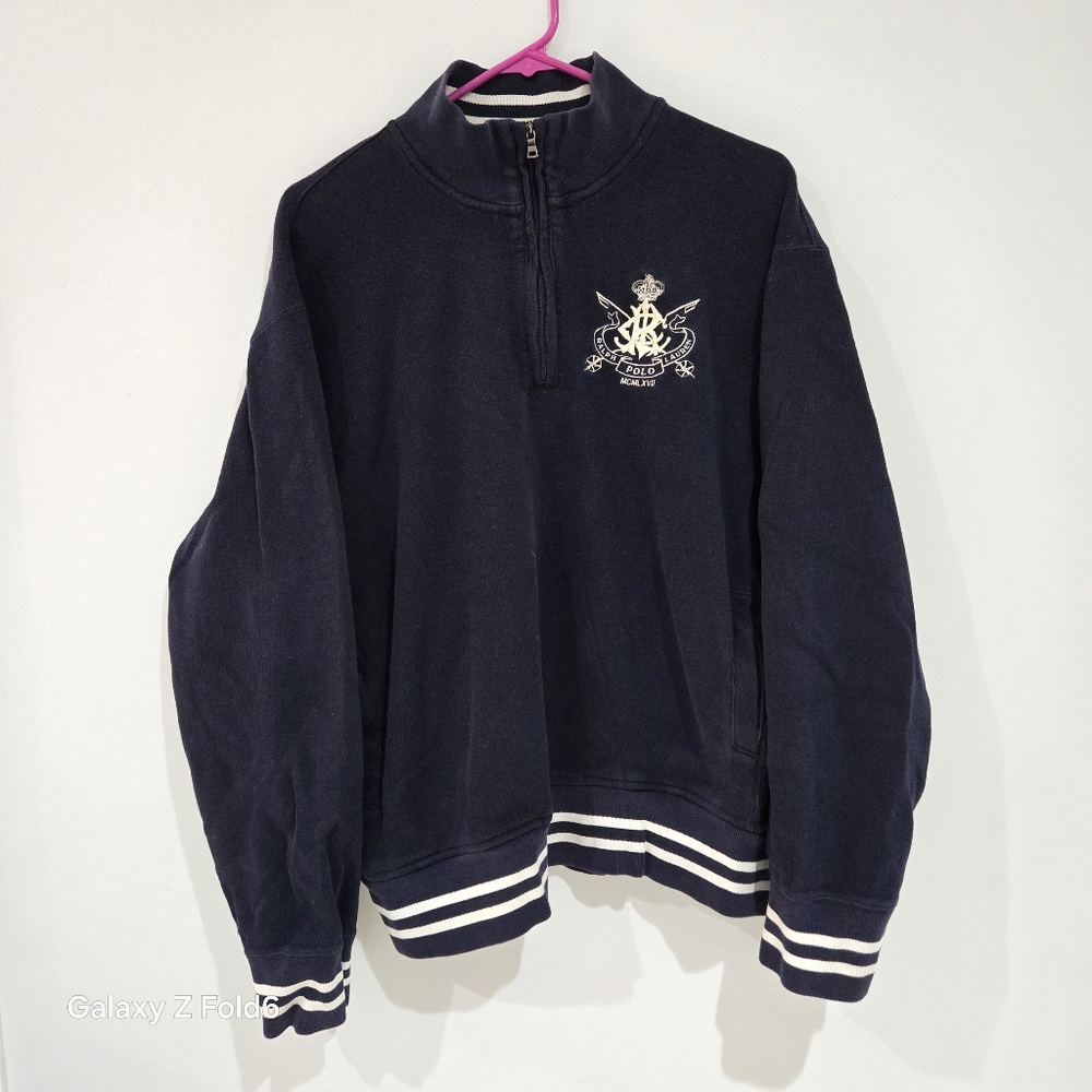 Vintage 90s Polo Ralph Lauren Crest Half Zip Sweater Mens XL